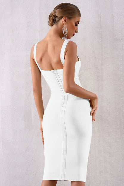 Solid Spaghetti Strap Bodycon Dress - WESTHUNDRED